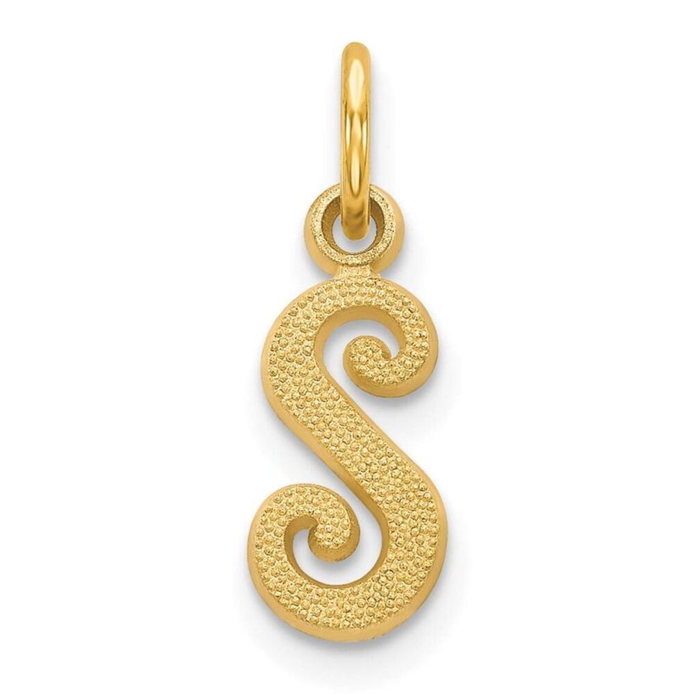 14k Yellow Gold Script Letter S Initial Charm - image 5